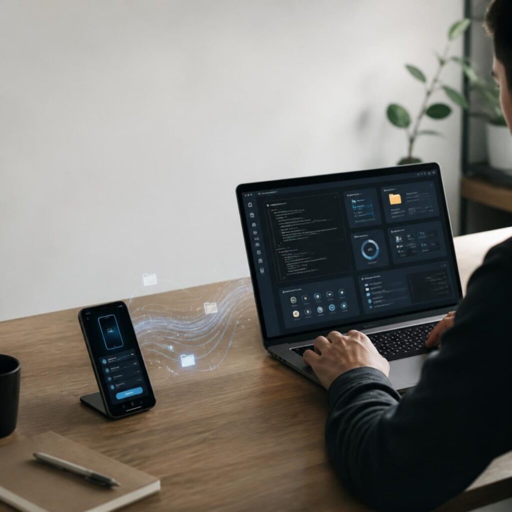 Computer and smartphone connected by artificial intelligence for remote IT maintenance and optimisation